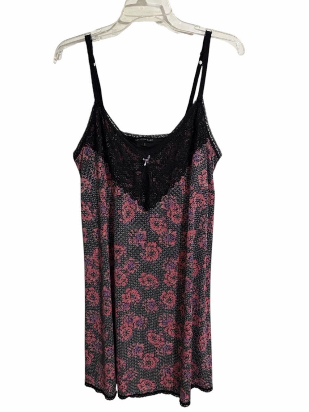 Addition Elle Plus Size 1X Nightgown Slip Dress A-Line Black Pink Purple Lace